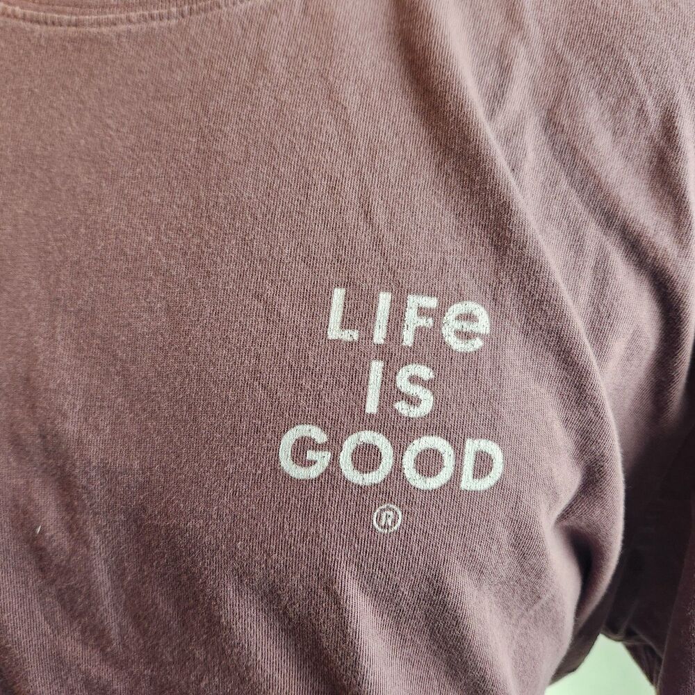 Life Is Good Graphic T Shirt Mens Medium Purple Cat Lover Quote Casual Tee - Picture 5 of 8